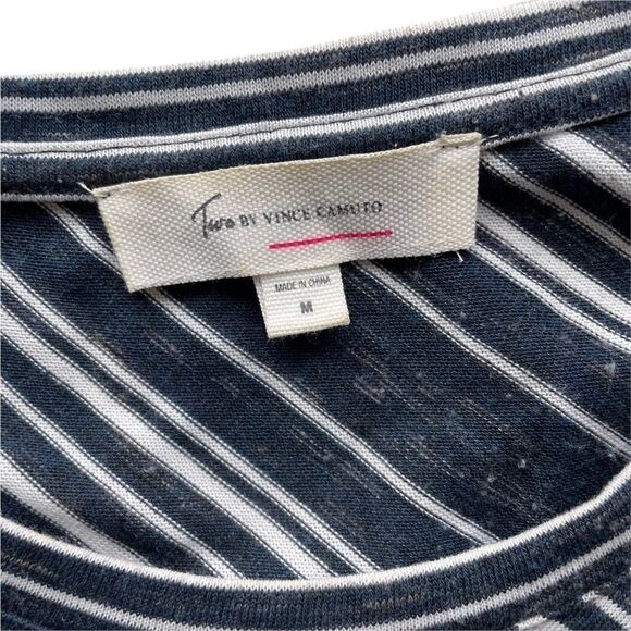 Tura by Vince Camuto Striped Assymmetrical Tunic Top 3/4 sleeves tie‎ cuffs sz M - Picture 6 of 6